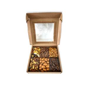Dárková krabička ořechová s průhledným víčkem - různé gramáže