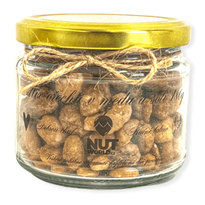 Ořechy DELUXE ve skle - směs kešu, arašídů a mandlí v medu a soli 180g