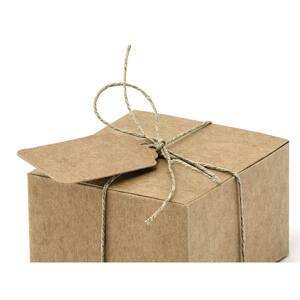 PartyDeco Kraftová dárková krabička s visačkou a provázkem 10ks