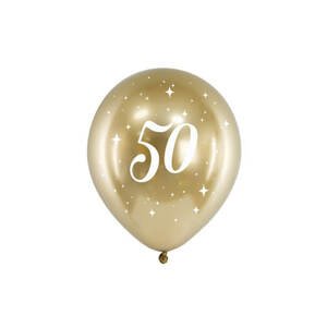PartyDeco Glossy balon zlatý k 50.narozeninám 30cm