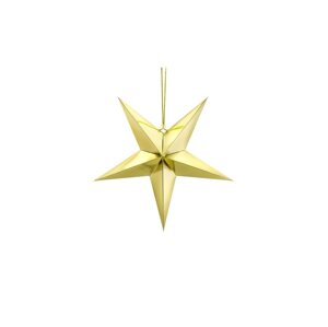 PartyDeco Hvězda papírová/skládací 45cm, zlatá