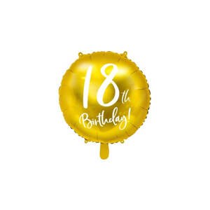 PartyDeco Foliový zlatý balónek "18. narozeniny"