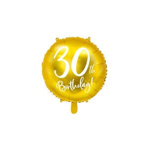 PartyDeco Foliový zlatý balónek "30. narozeniny"