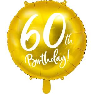 PartyDeco Foliový zlatý balónek "60. narozeniny"