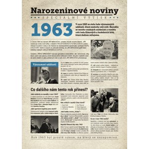 Narozeninové noviny 1963 s vlastním textem a fotografií, S textem