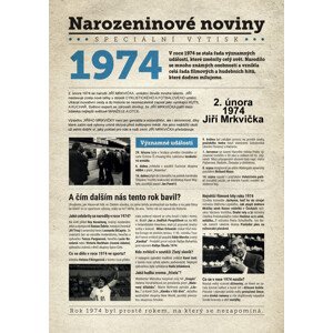 Narozeninové noviny 1974 s vlastním textem a fotografií, S textem