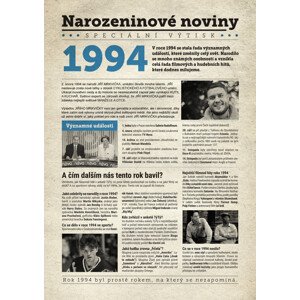 Narozeninové noviny 1994 s vlastním textem s fotografií, S fotografií