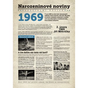 Narozeninové noviny 1969 s vlastním textem a fotografií, S textem