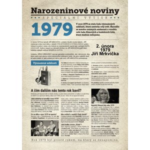 Narozeninové noviny 1979 s vlastním textem a fotografií, S textem
