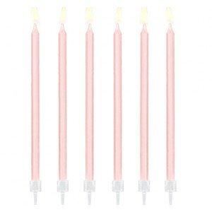 Růžové dortové svíčky - 12 ks